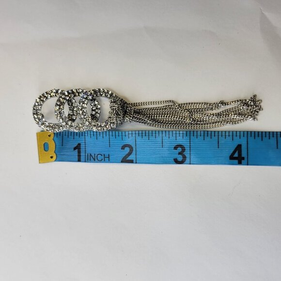 Long Rhinestone Tassel Earrings - Picture 10 of 11